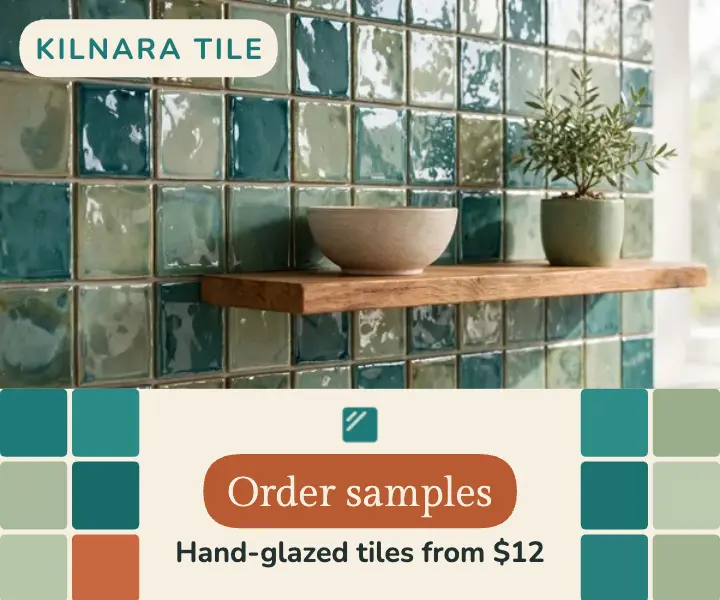 Hand-glazed tile sample kit ad, zellige glaze template