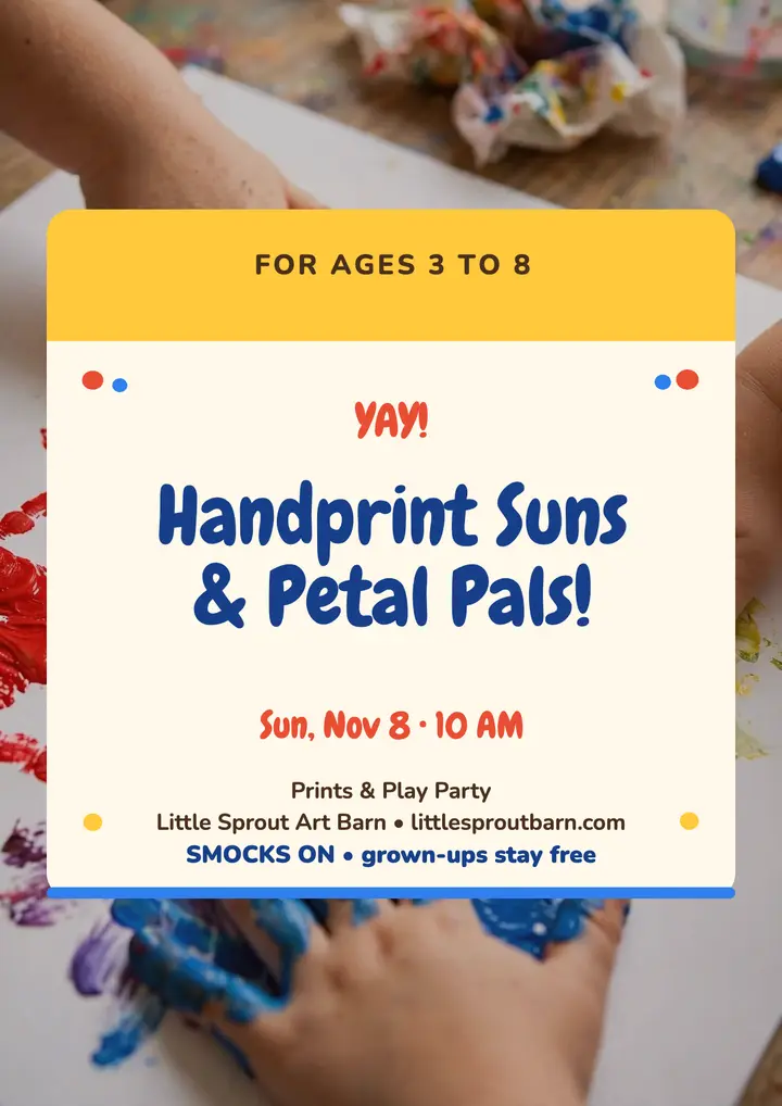 Little Sprout handprint art party flyer template