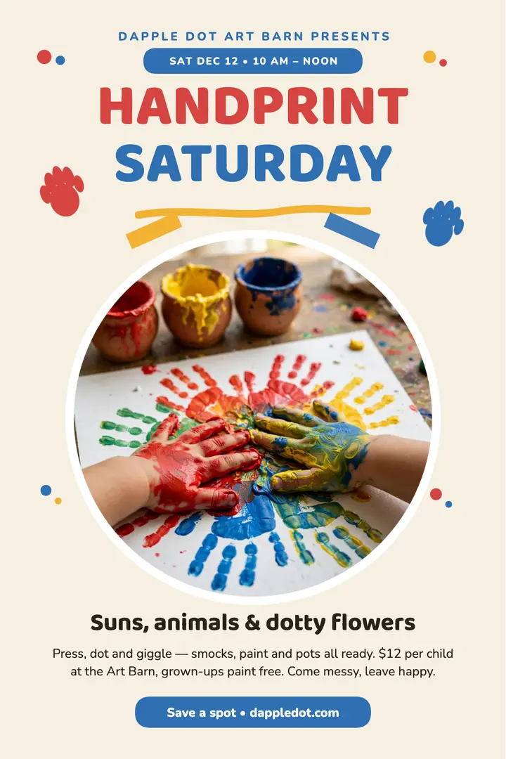 Handprint Saturday poster, Dapple Dot template