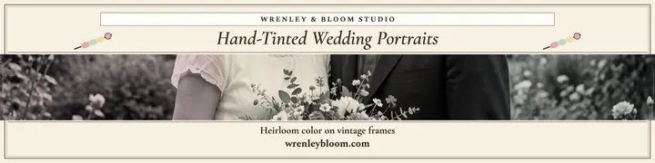 Wrenley and Bloom hand-tinted portraits banner: etsy shop banner wedding template