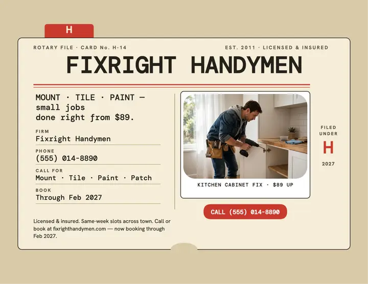 Fixright Handymen card-file flyer template