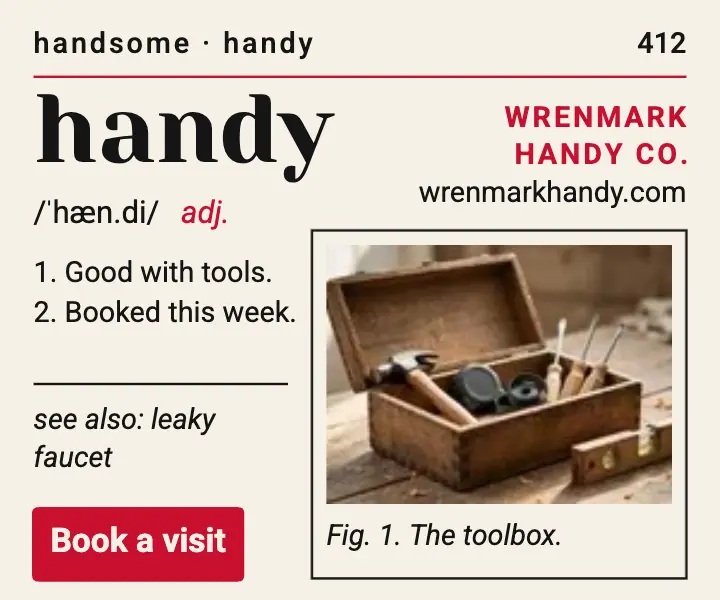 Wrenmark Handy Co. dictionary entry ad: handyman ad template