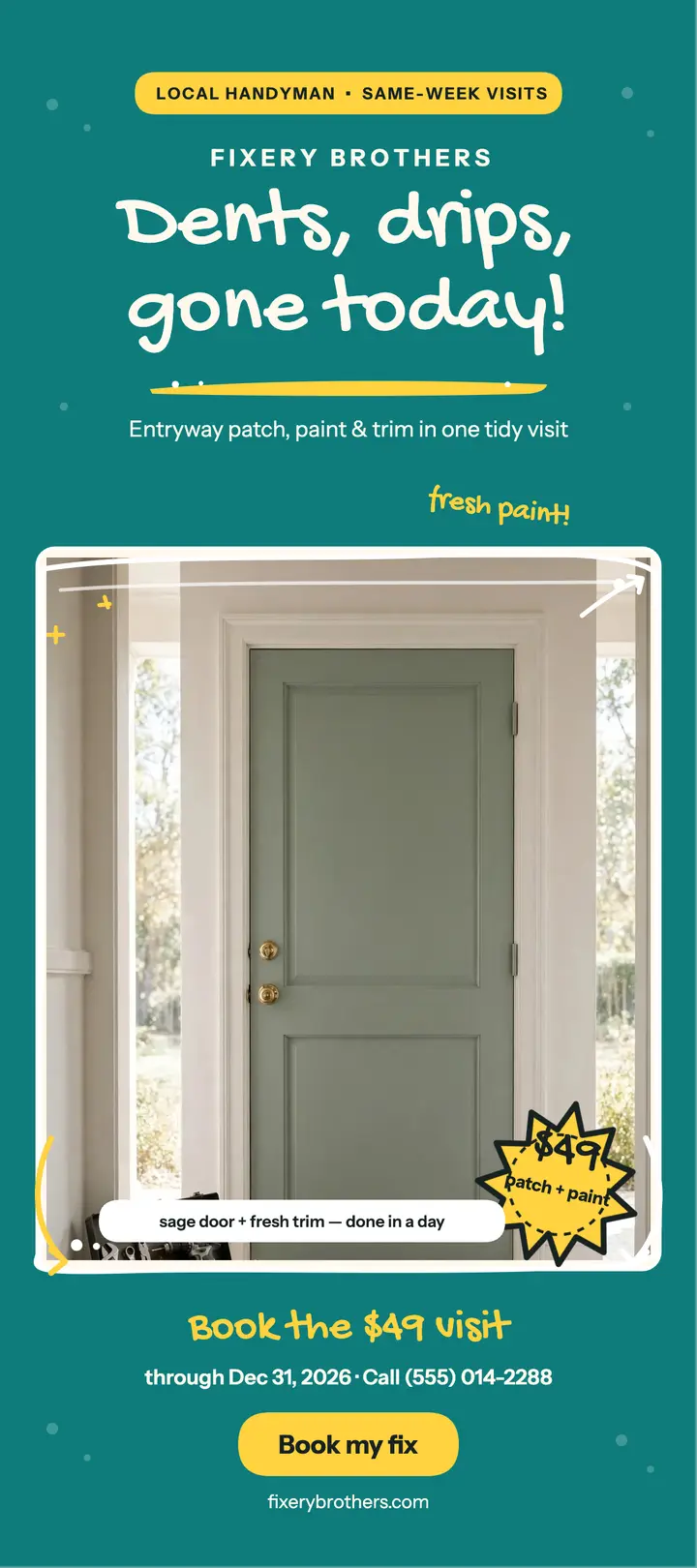 Fixery Brothers entryway fix doodle promo template