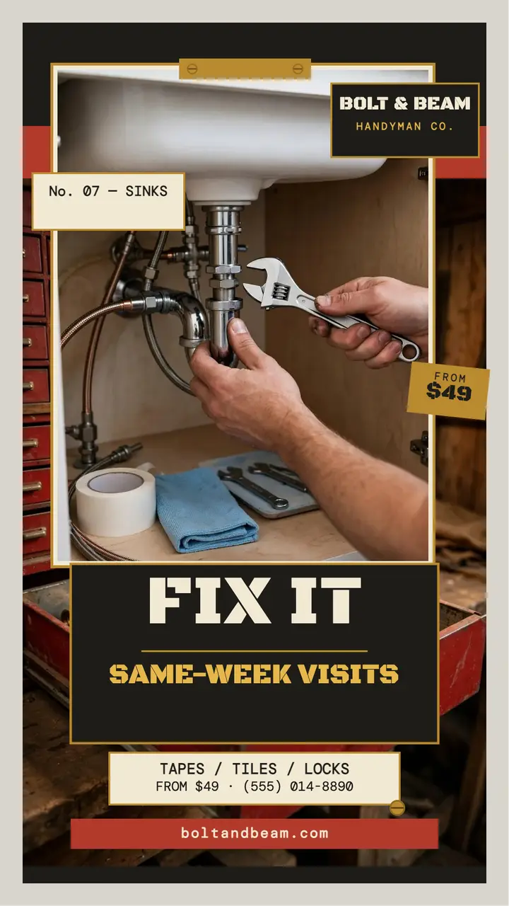Bolt and Beam drawer wall service menu template