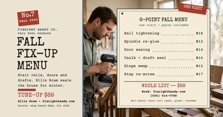 Fixright fall fix-up menu catalog post template