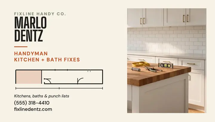 Marlo Dentz handyman card with room sketch template