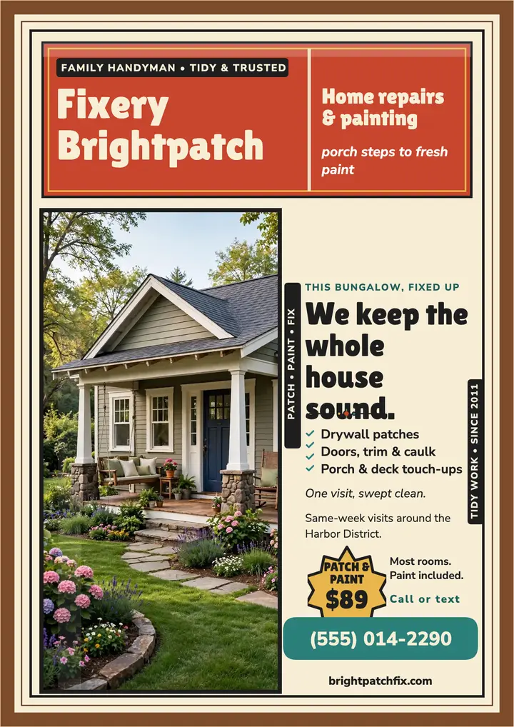 Fixery Brightpatch folk handyman flyer template