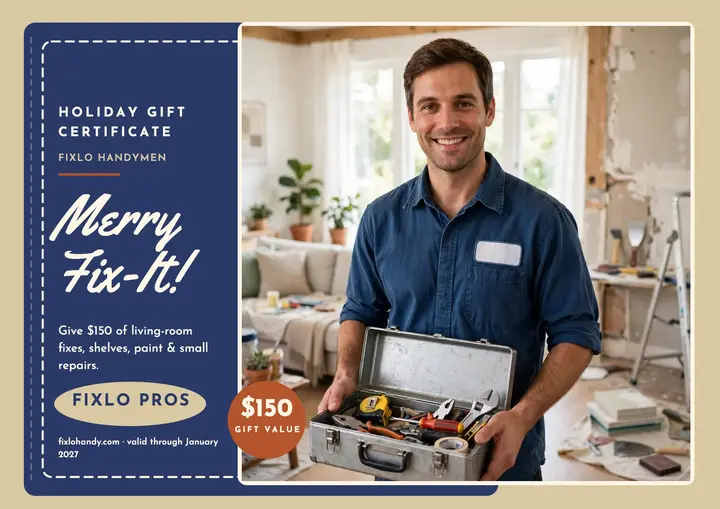 Fixlo Handymen holiday gift certificate template