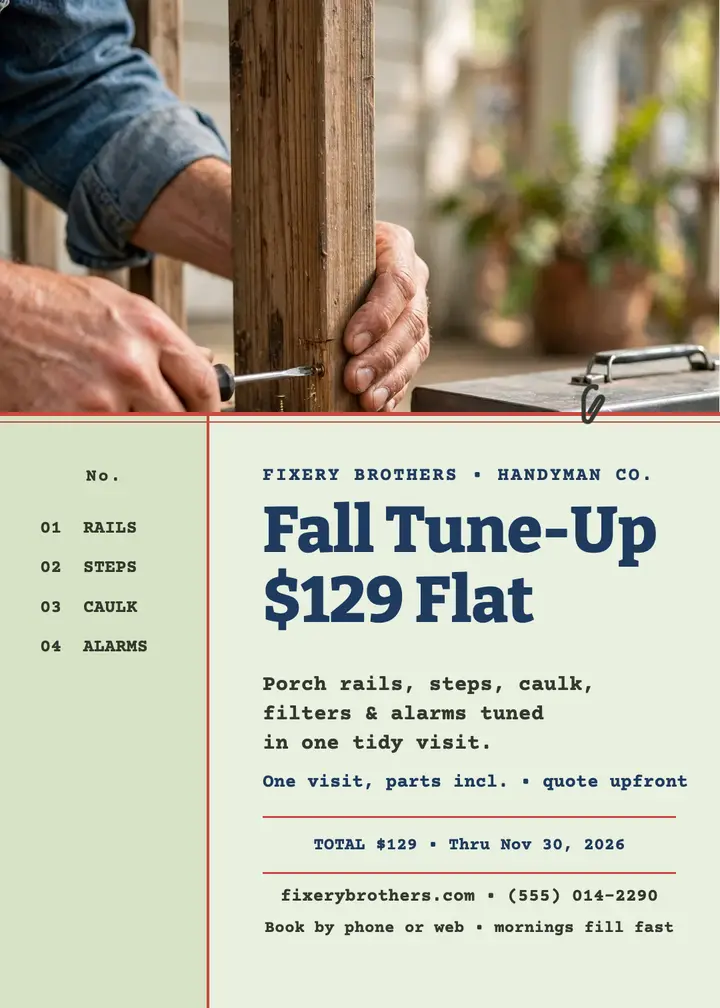 Fixery Brothers fall tune-up ledger invitation template