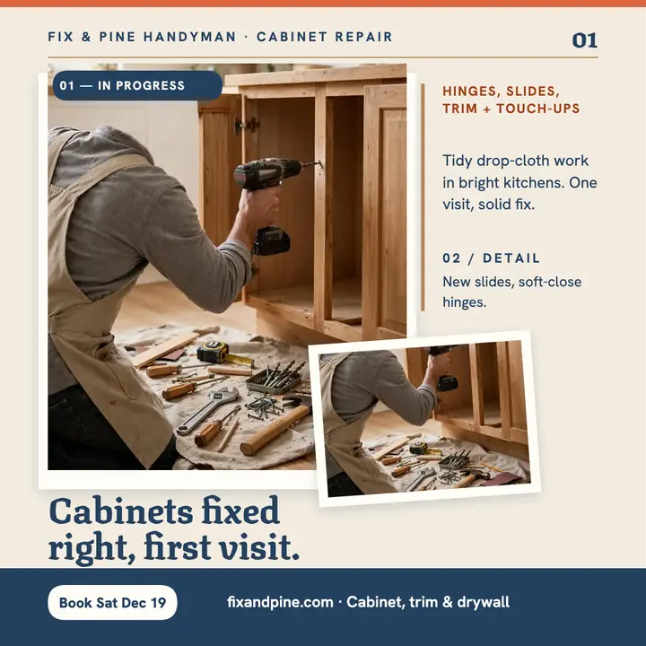 Fix and Pine cabinet repair overlap post template