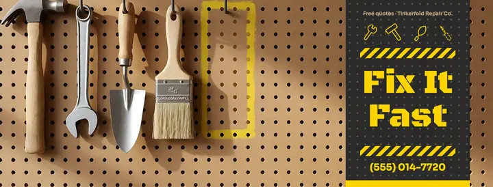 Tinkerfold Repair Co. pegboard Facebook cover template
