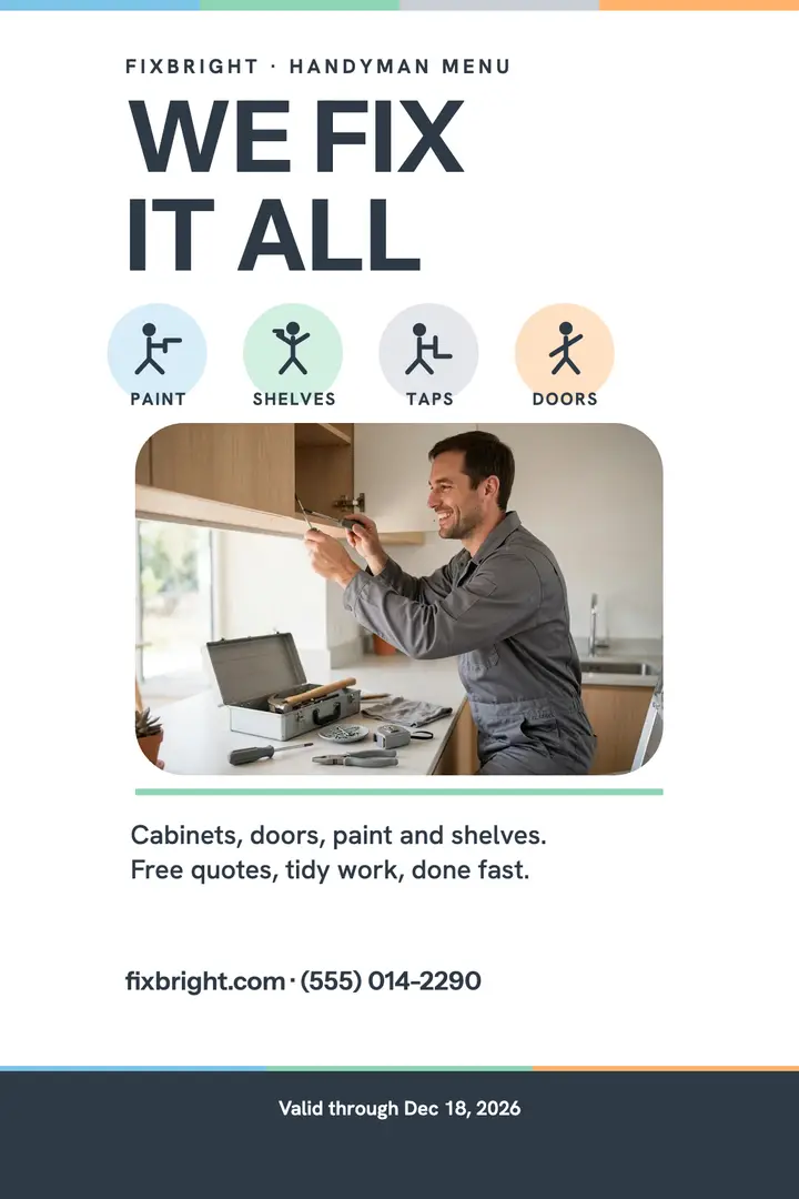 Fixbright handyman service menu poster template