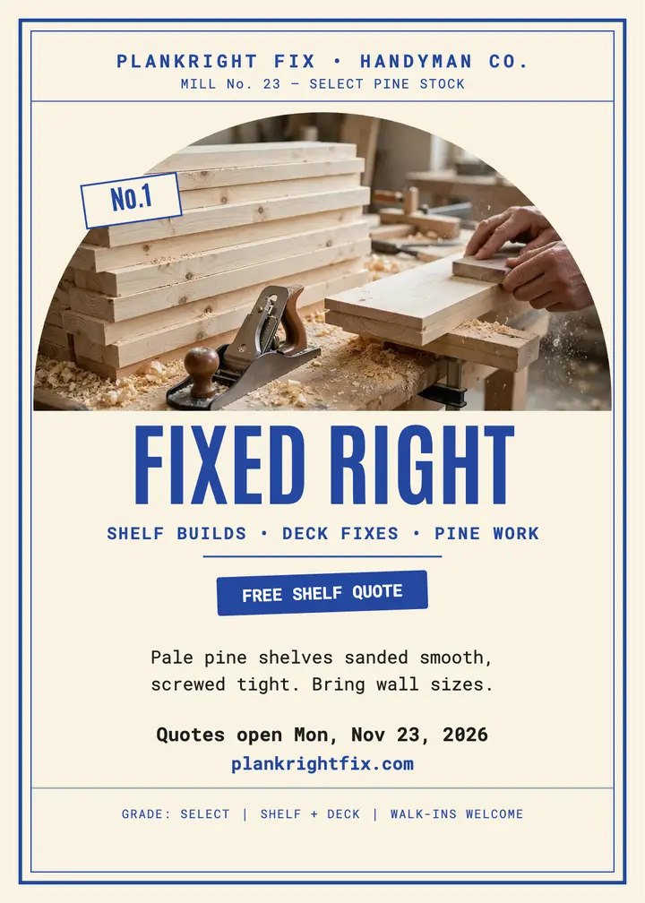 Plankright Fix pine shelf invitation template
