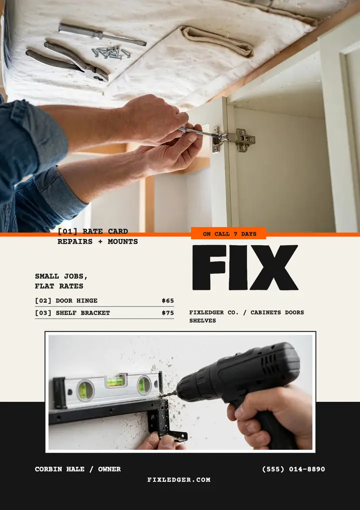 Fixledger handyman rate flyer template