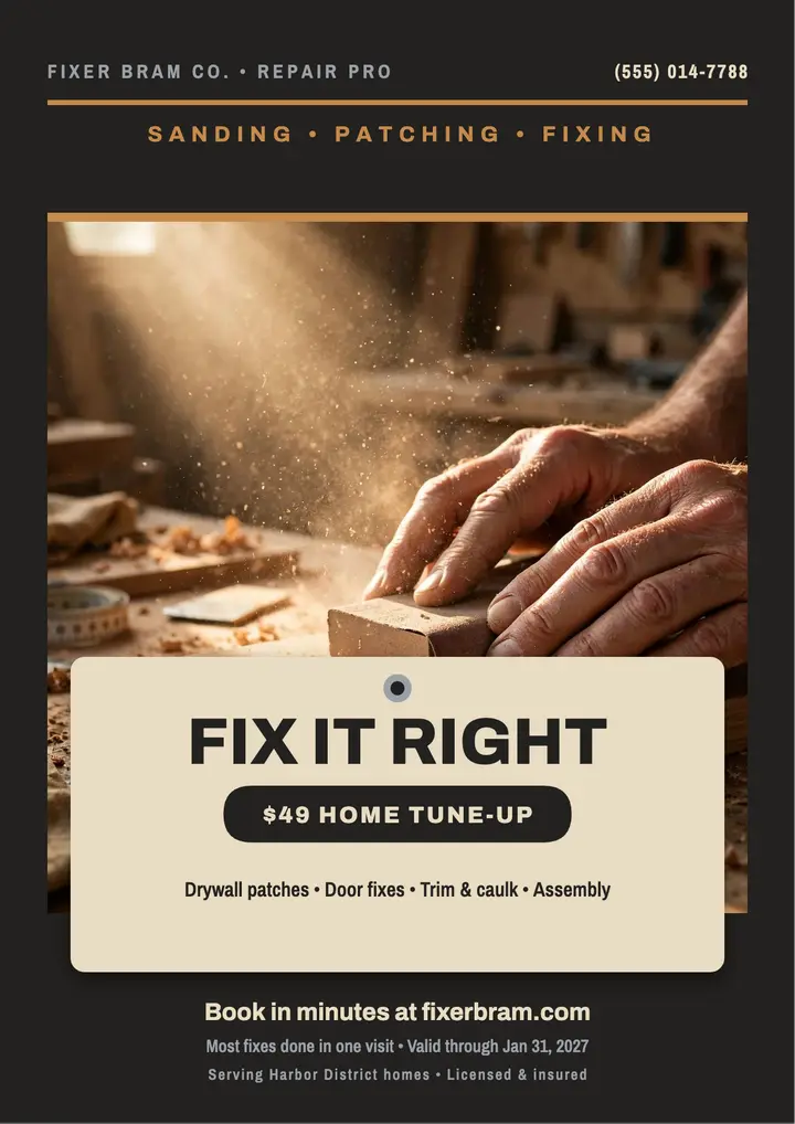 Fixer Bram handyman sanding promo flyer template