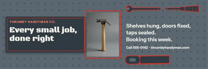 Thrumby Handyman Co. pegboard shadow board header: handyman services header template