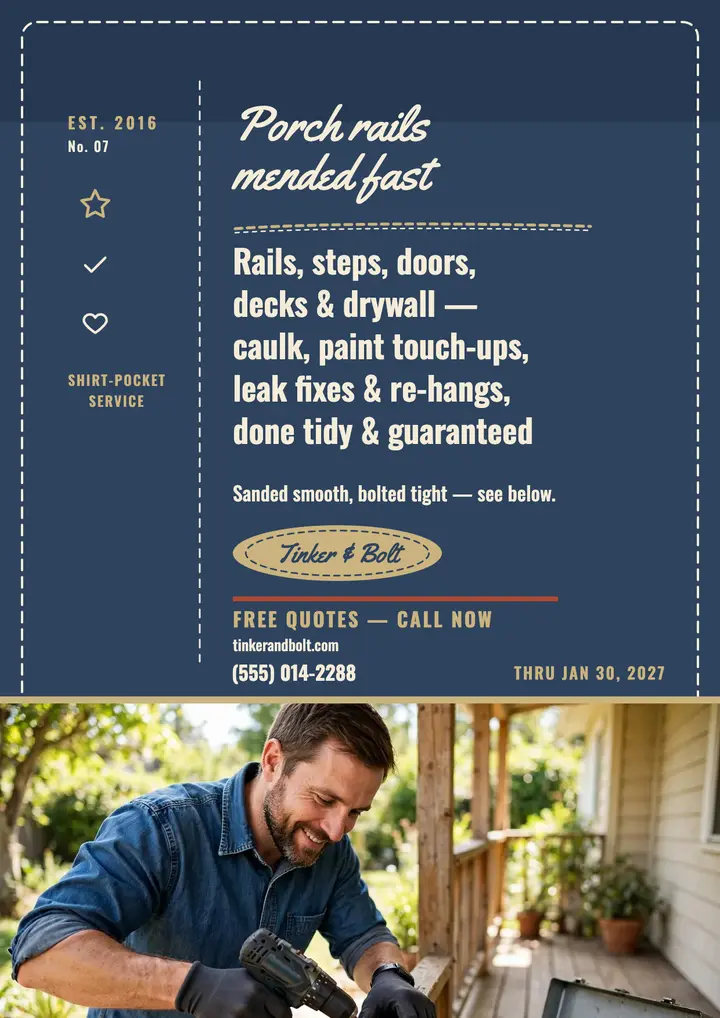 Tinker and Bolt porch repair flyer template