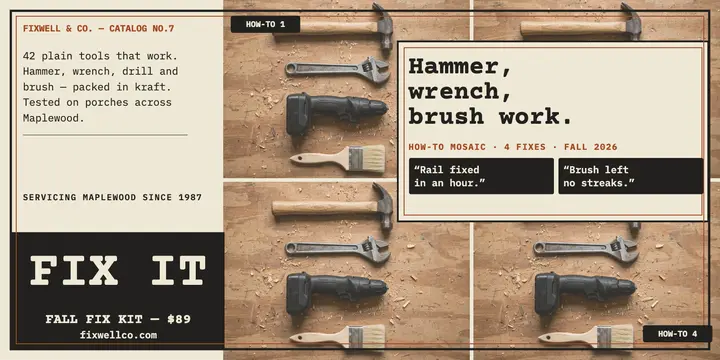 Fixwell handyman tool catalog post template
