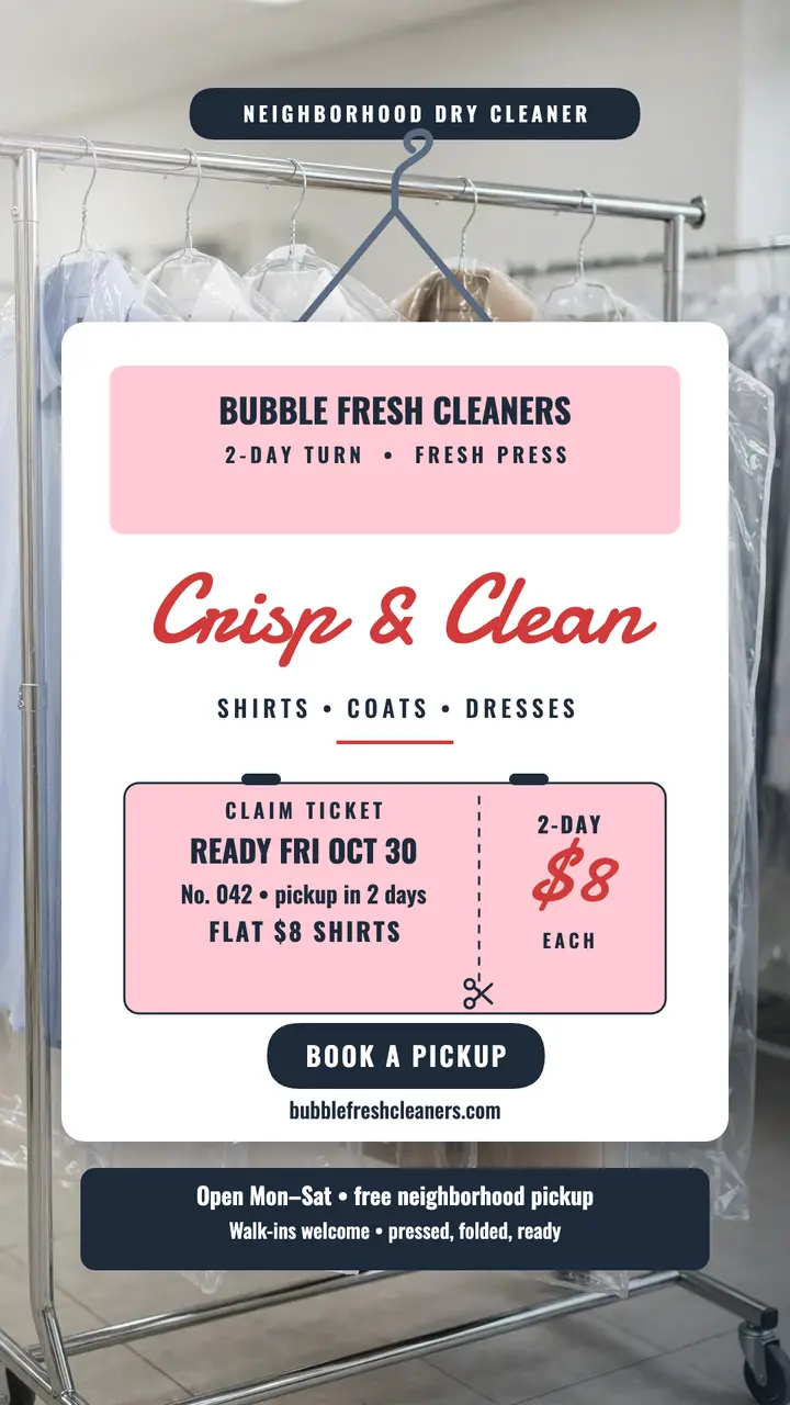 Bubble Fresh hanger cover cleaners story template