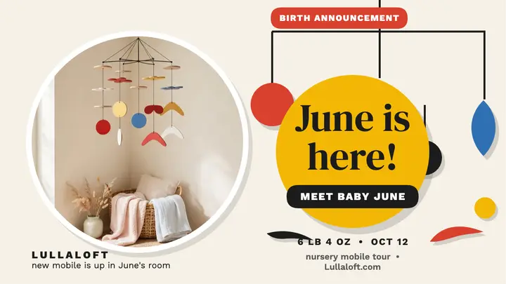 Lullaloft June birth announcement thumbnail template