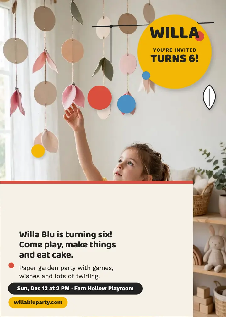 Willa Blu hanging mobile birthday invite template