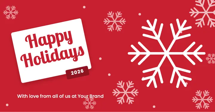 Red snowflake happy holidays post template