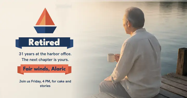 Happy retirement paper boat post template