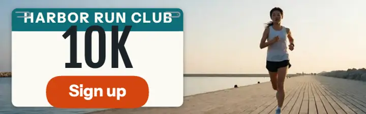 Harbor 10K run club mobile banner: 10k run sign-up mobile banner template