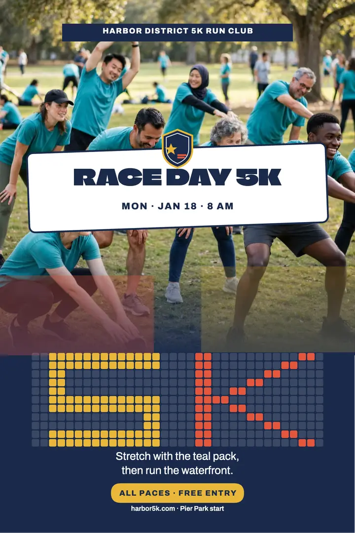 Harbor District 5K tifo race poster template