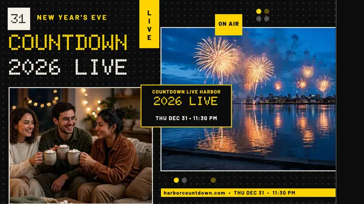 Countdown Live Harbor New Year thumbnail template