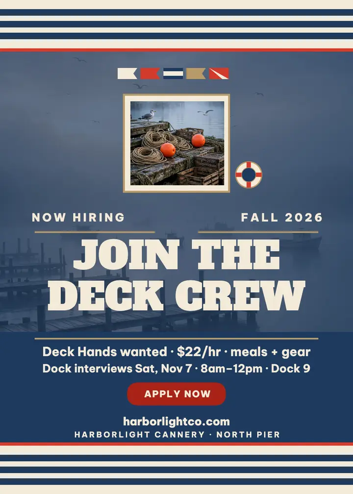 Harborlight Cannery deck crew hiring invitation: hiring invitation template