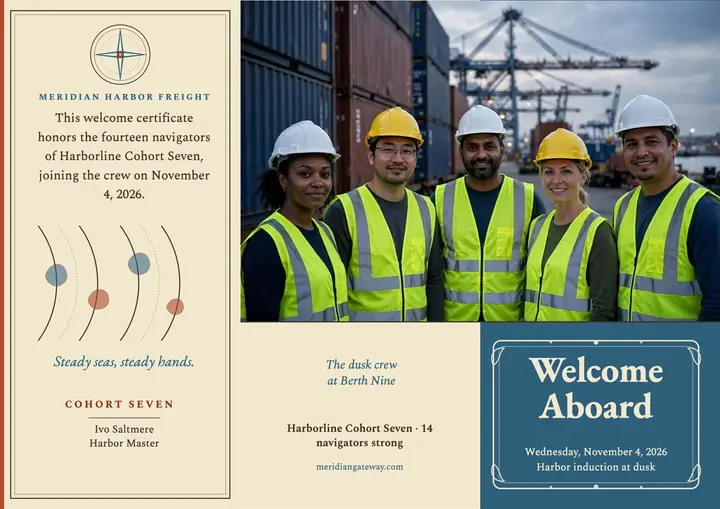 Harbor crew welcome certificate, atlas template