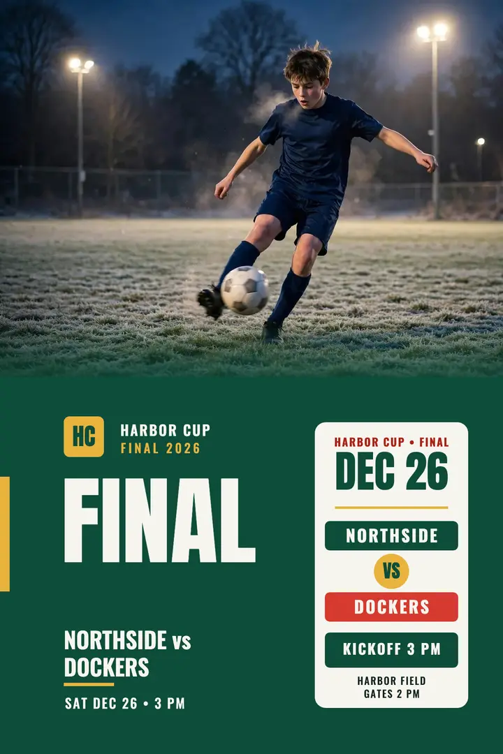 Harbor Cup Final matchday poster template
