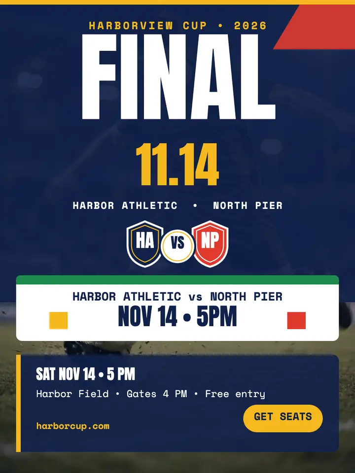 Harborview Cup final fixture poster: soccer final poster template
