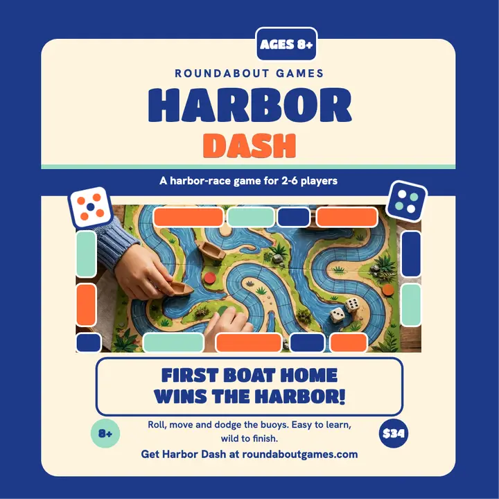 Harbor Dash board game launch post template