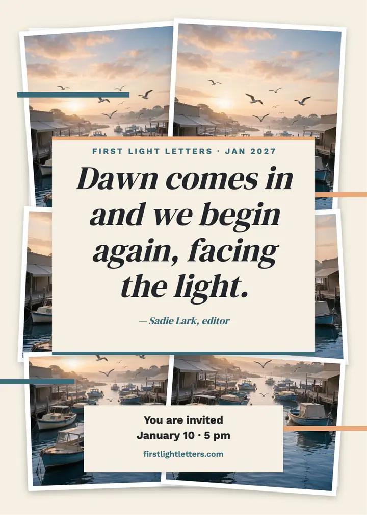 First Light harbor dawn quote invitation template