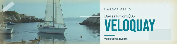 Veloquay Harbor Sails sun-bleached banner template