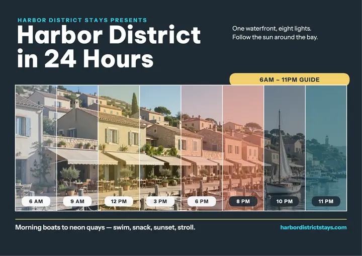 Harbor District in 24 Hours guide poster template