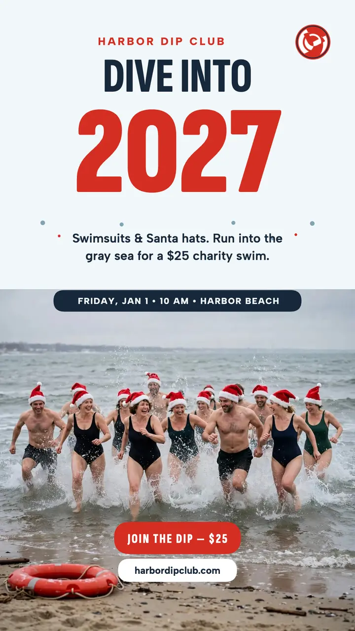 Harbor Dip Club New Year plunge story template