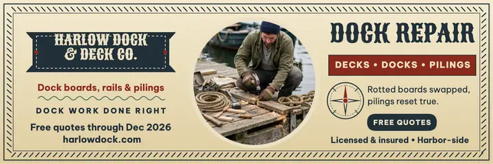 Harlow dock repair scrimshaw header: dock repair header template