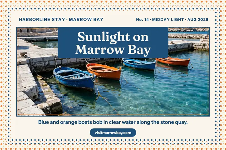 Marrow Bay harbor dot postcard template