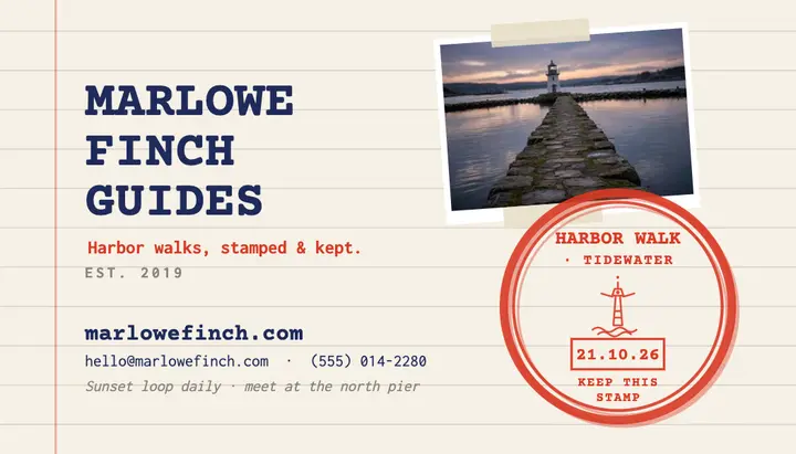 Marlowe Finch harbor guide stamp card template