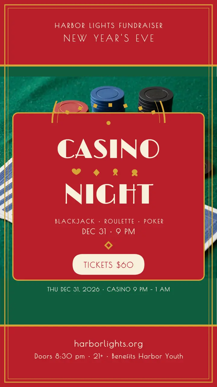 Harbor Lights casino night New Year's Eve story template