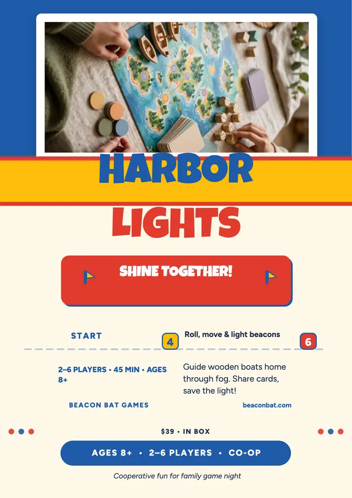 Harbor Lights board game launch flyer template