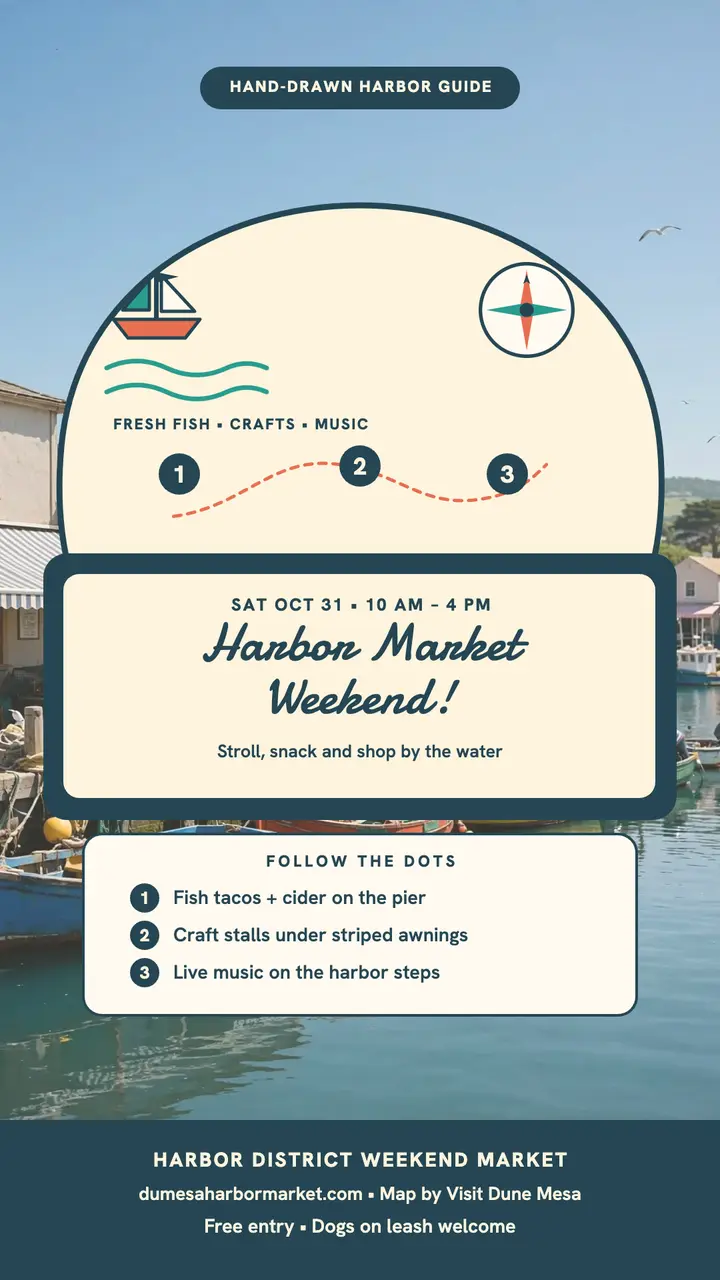 Harbor weekend market pictorial map story template