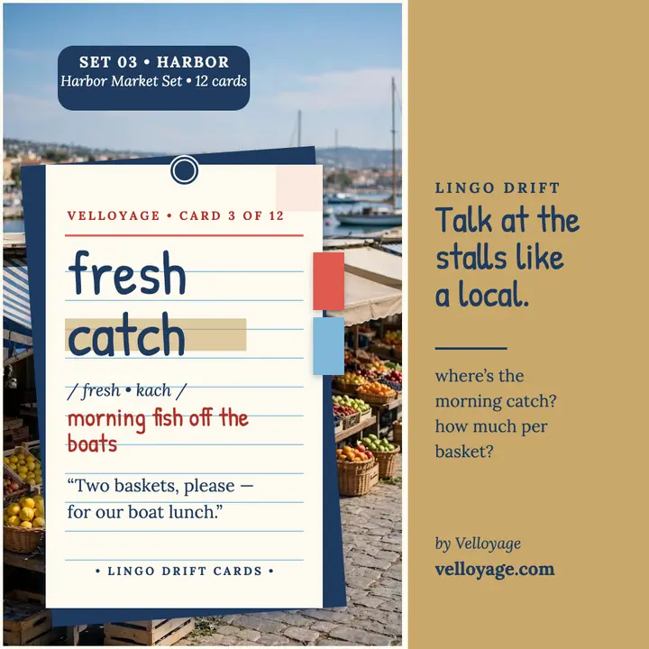 Harbor market phrases flash card template