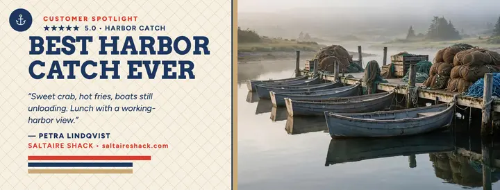 Saltaire Shack harbor review cover template