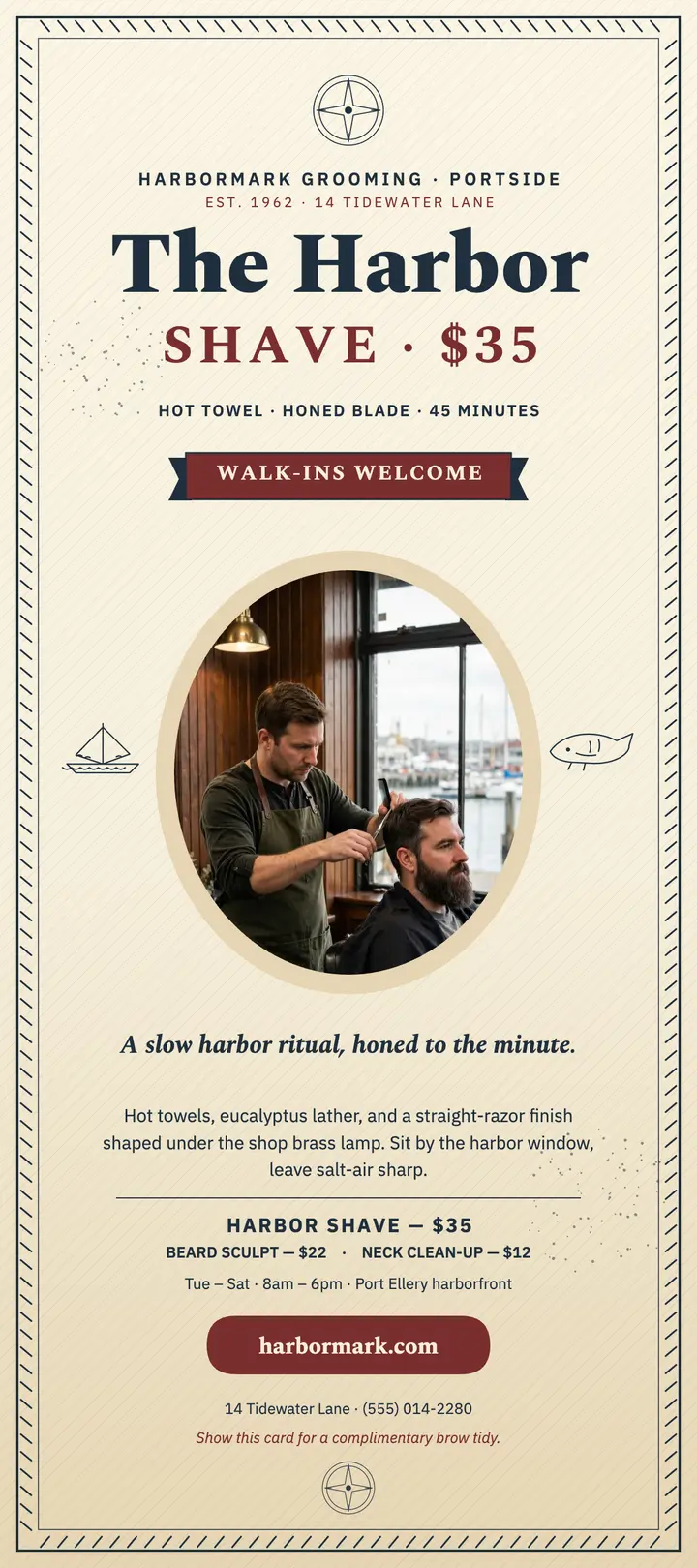 Harbormark Harbor Shave scrimshaw card template