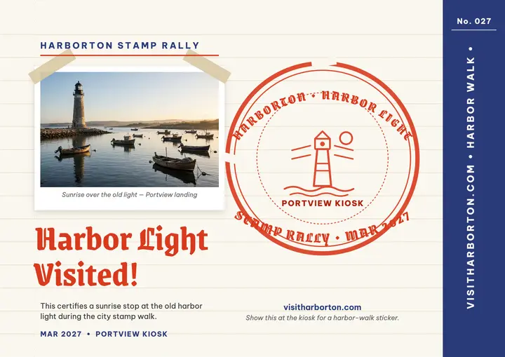 Harborton harbor light stamp certificate: stamp rally certificate template