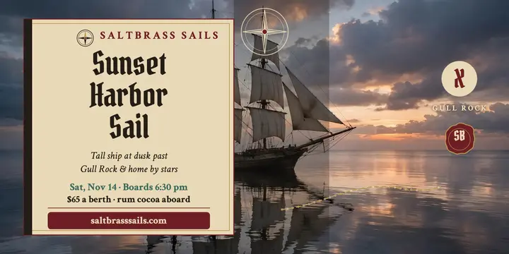 Saltbrass sunset harbor sail post: sunset sail post template